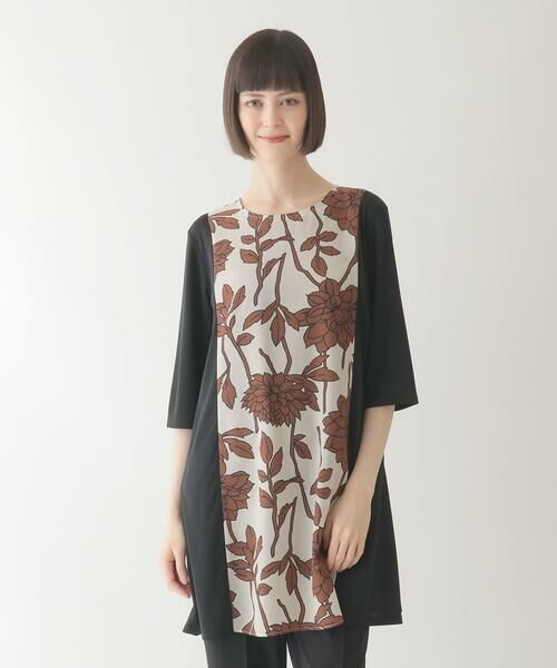 HIROKO BIS GRANDE / ヒロコビス グランデ チュニック | 【大きいサイズ】幾何フラワー切り替えデザインチュニック /洗える | 詳細14