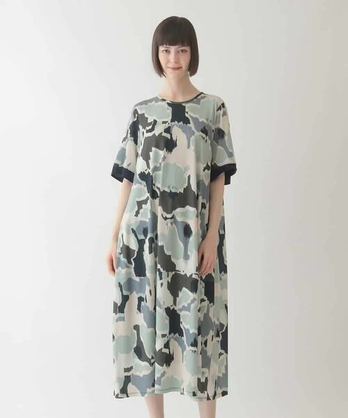 HIROKO BIS GRANDE / ヒロコビス グランデ ロング・マキシ丈ワンピース | 【大きいサイズ】迷彩フラワーコクーンデザインワンピース /洗濯機で洗える | 詳細6