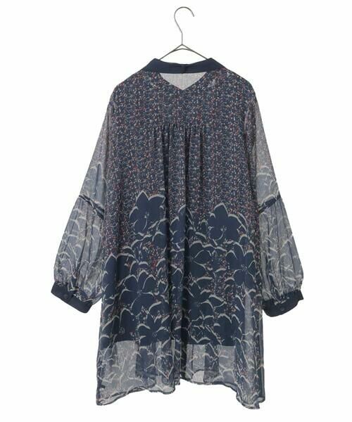 HIROKO BIS GRANDE / ヒロコビス グランデ シャツ・ブラウス | 【大きいサイズ/ボウタイ付き】楊柳シフォンフラワープリントブラウス /洗える | 詳細1