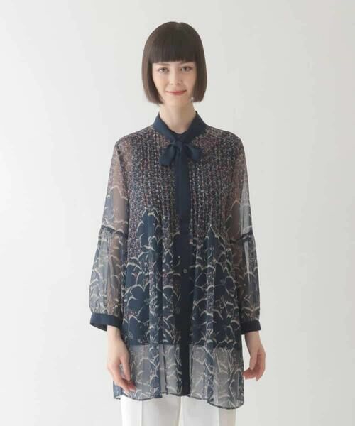 HIROKO BIS GRANDE / ヒロコビス グランデ シャツ・ブラウス | 【大きいサイズ/ボウタイ付き】楊柳シフォンフラワープリントブラウス /洗える | 詳細10