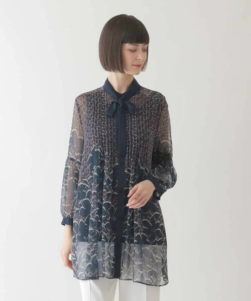 HIROKO BIS GRANDE / ヒロコビス グランデ シャツ・ブラウス | 【大きいサイズ/ボウタイ付き】楊柳シフォンフラワープリントブラウス /洗える | 詳細11