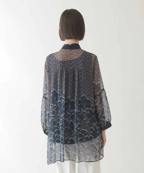 HIROKO BIS GRANDE / ヒロコビス グランデ シャツ・ブラウス | 【大きいサイズ/ボウタイ付き】楊柳シフォンフラワープリントブラウス /洗える | 詳細13