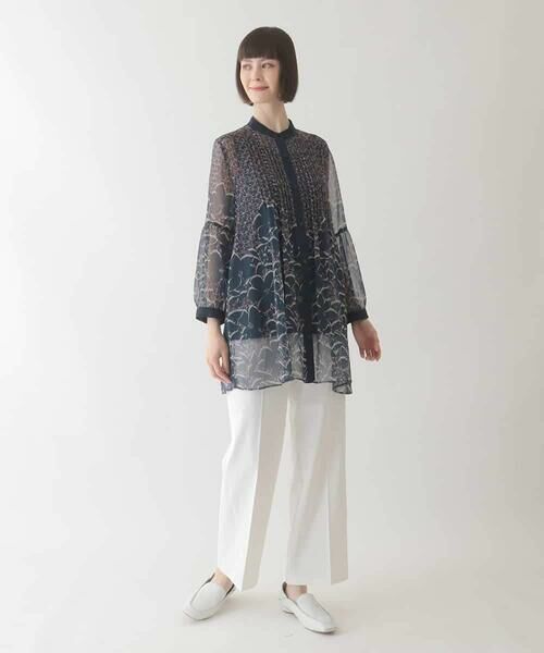 HIROKO BIS GRANDE / ヒロコビス グランデ シャツ・ブラウス | 【大きいサイズ/ボウタイ付き】楊柳シフォンフラワープリントブラウス /洗える | 詳細17