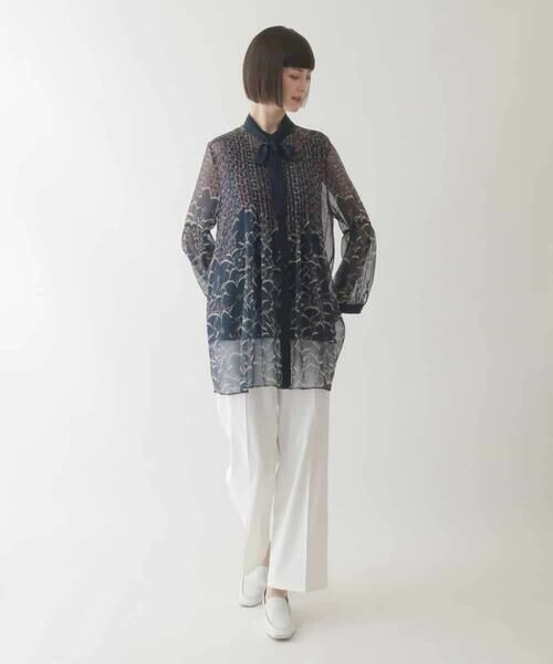 HIROKO BIS GRANDE / ヒロコビス グランデ シャツ・ブラウス | 【大きいサイズ/ボウタイ付き】楊柳シフォンフラワープリントブラウス /洗える | 詳細19