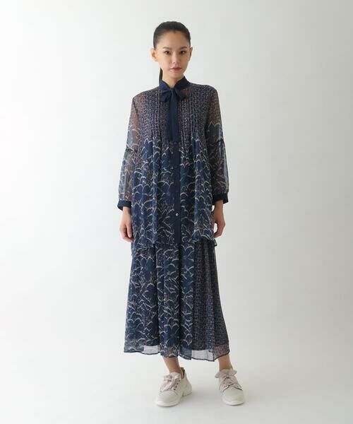 HIROKO BIS GRANDE / ヒロコビス グランデ シャツ・ブラウス | 【大きいサイズ/ボウタイ付き】楊柳シフォンフラワープリントブラウス /洗える | 詳細21