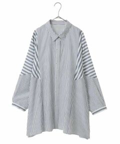 HIROKO BIS GRANDE / ヒロコビス グランデ シャツ・ブラウス | 【大きいサイズ】ストライプパターンデザインブラウス /洗える