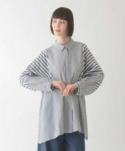 HIROKO BIS GRANDE / ヒロコビス グランデ シャツ・ブラウス | 【大きいサイズ】ストライプパターンデザインブラウス /洗える | 詳細4