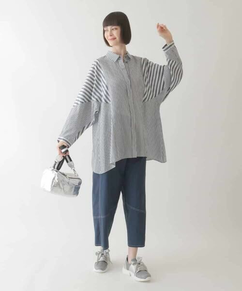 HIROKO BIS GRANDE / ヒロコビス グランデ シャツ・ブラウス | 【大きいサイズ】ストライプパターンデザインブラウス /洗える | 詳細6