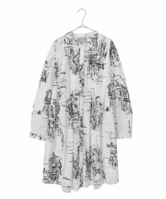 HIROKO BIS GRANDE / ヒロコビス グランデ シャツ・ブラウス | 【大きいサイズ】アートプリントタックデザインブラウス /洗える