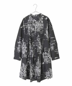 HIROKO BIS GRANDE / ヒロコビス グランデ シャツ・ブラウス | 【大きいサイズ】アートプリントタックデザインブラウス /洗える