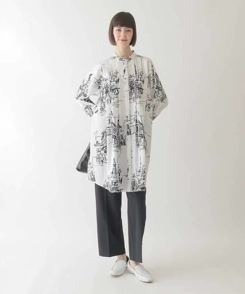 HIROKO BIS GRANDE / ヒロコビス グランデ シャツ・ブラウス | 【大きいサイズ】アートプリントタックデザインブラウス /洗える | 詳細3
