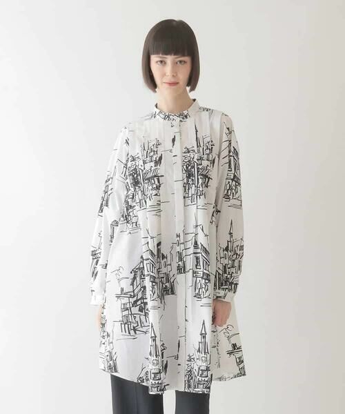 HIROKO BIS GRANDE / ヒロコビス グランデ シャツ・ブラウス | 【大きいサイズ】アートプリントタックデザインブラウス /洗える | 詳細5