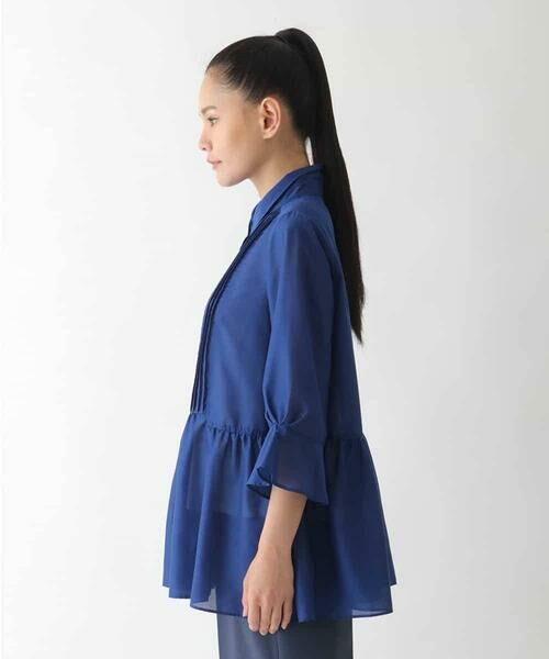 HIROKO BIS GRANDE / ヒロコビス グランデ シャツ・ブラウス | 【大きいサイズ】ピンタックギャザー切り替えシアーブラウス /洗濯機で洗える | 詳細1