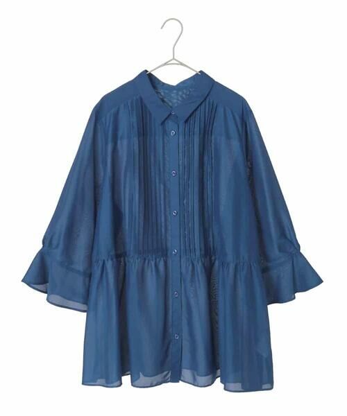 HIROKO BIS GRANDE / ヒロコビス グランデ シャツ・ブラウス | 【大きいサイズ】ピンタックギャザー切り替えシアーブラウス /洗濯機で洗える | 詳細2