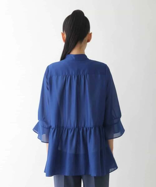 HIROKO BIS GRANDE / ヒロコビス グランデ シャツ・ブラウス | 【大きいサイズ】ピンタックギャザー切り替えシアーブラウス /洗濯機で洗える | 詳細3