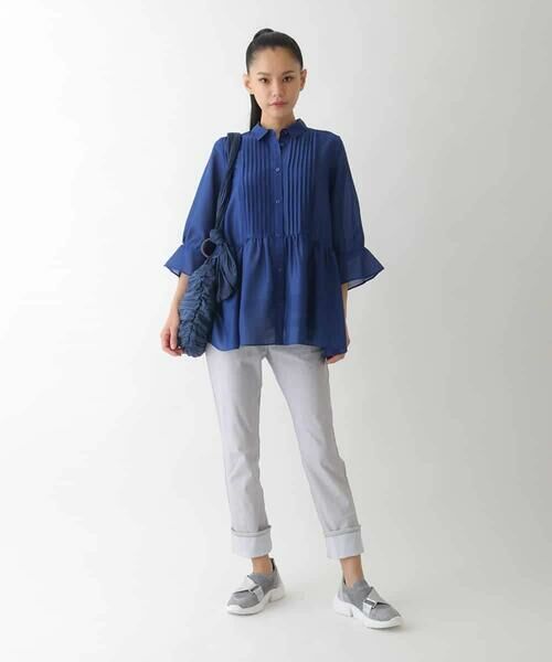 HIROKO BIS GRANDE / ヒロコビス グランデ シャツ・ブラウス | 【大きいサイズ】ピンタックギャザー切り替えシアーブラウス /洗濯機で洗える | 詳細7