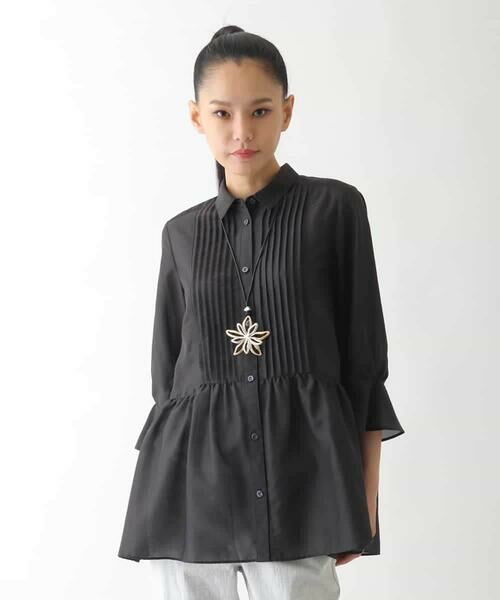 HIROKO BIS GRANDE / ヒロコビス グランデ シャツ・ブラウス | 【大きいサイズ】ピンタックギャザー切り替えシアーブラウス /洗濯機で洗える | 詳細16