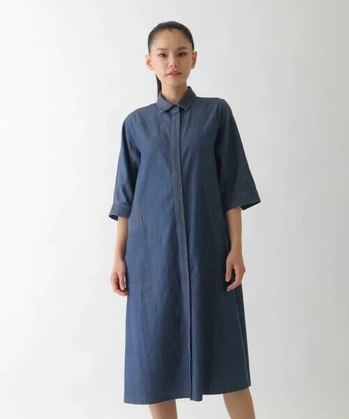 HIROKO BIS GRANDE / ヒロコビス グランデ ロング・マキシ丈ワンピース | 【大きいサイズ】ステッチポイントデニムワンピース /洗える | 詳細1