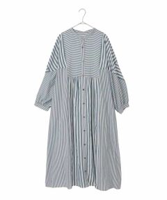 HIROKO BIS GRANDE / ヒロコビス グランデ ロング・マキシ丈ワンピース | 【大きいサイズ】ストライプパターン切り替えデザインワンピース /洗える