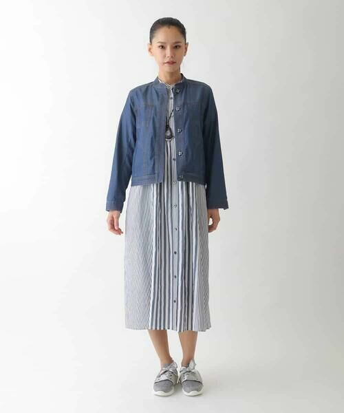 HIROKO BIS GRANDE / ヒロコビス グランデ ロング・マキシ丈ワンピース | 【大きいサイズ】ストライプパターン切り替えデザインワンピース /洗える | 詳細13