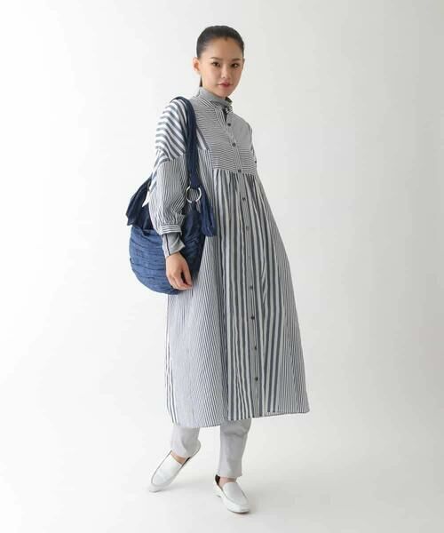HIROKO BIS GRANDE / ヒロコビス グランデ ロング・マキシ丈ワンピース | 【大きいサイズ】ストライプパターン切り替えデザインワンピース /洗える | 詳細16