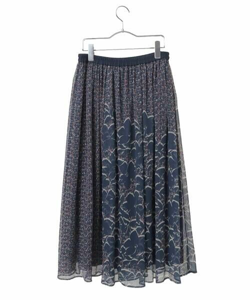 HIROKO BIS GRANDE / ヒロコビス グランデ ロング・マキシ丈スカート | 【大きいサイズ】楊柳シフォンフラワープリントスカート /洗える | 詳細1