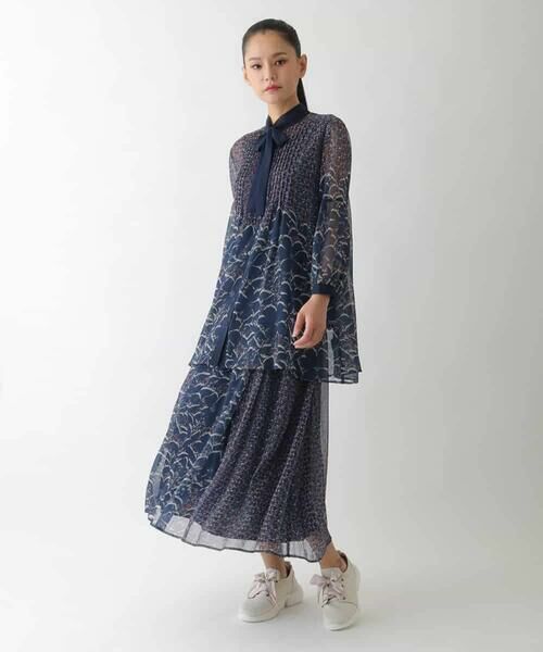 HIROKO BIS GRANDE / ヒロコビス グランデ ロング・マキシ丈スカート | 【大きいサイズ】楊柳シフォンフラワープリントスカート /洗える | 詳細13