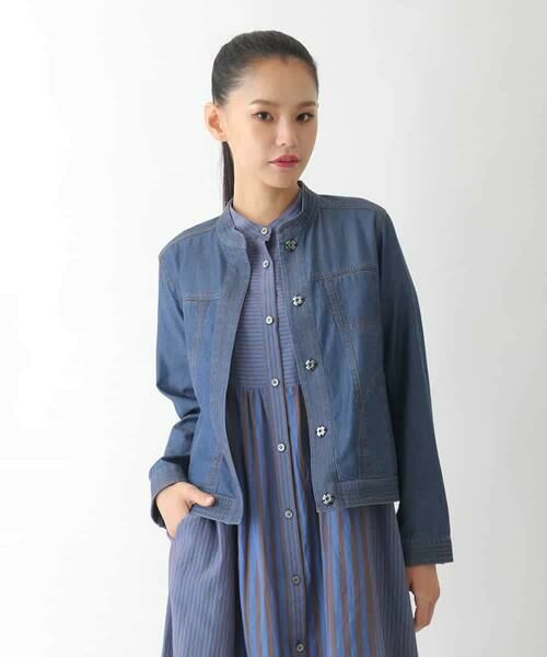 HIROKO BIS GRANDE / ヒロコビス グランデ セットアップ | 【大きいサイズ】ステッチポイントデニムジャケット /洗える | 詳細11