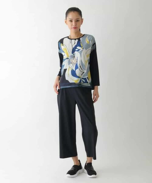 HIROKO BIS GRANDE / ヒロコビス グランデ カットソー | 【大きいサイズ】アートプリント切り替えデザインプルオーバー /洗える | 詳細11