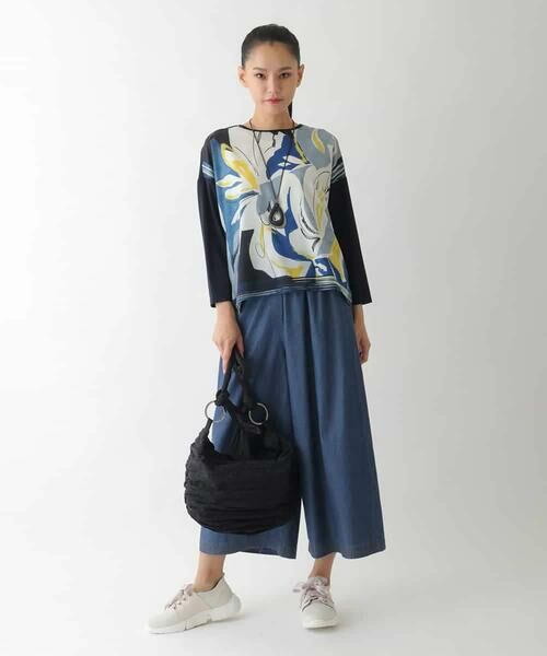 HIROKO BIS GRANDE / ヒロコビス グランデ カットソー | 【大きいサイズ】アートプリント切り替えデザインプルオーバー /洗える | 詳細14