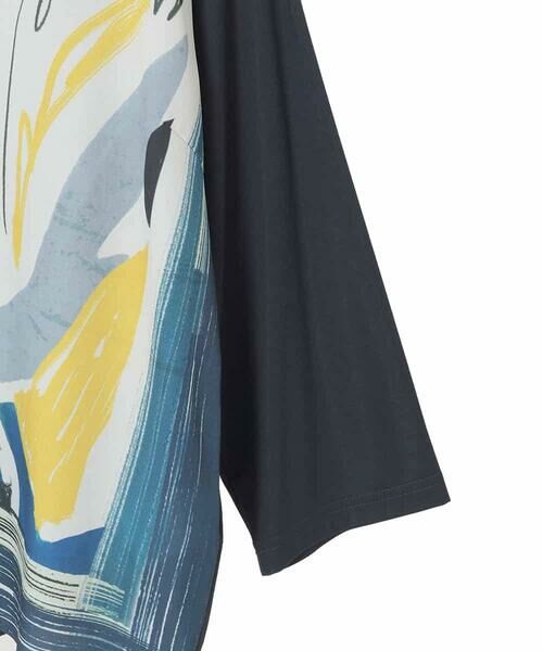 HIROKO BIS GRANDE / ヒロコビス グランデ カットソー | 【大きいサイズ】アートプリント切り替えデザインプルオーバー /洗える | 詳細3