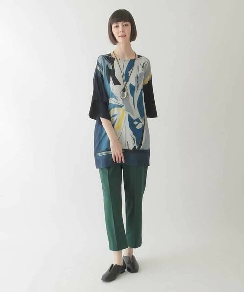 HIROKO BIS GRANDE / ヒロコビス グランデ チュニック | 【大きいサイズ】アートプリント切り替えデザインチュニック /洗える | 詳細13