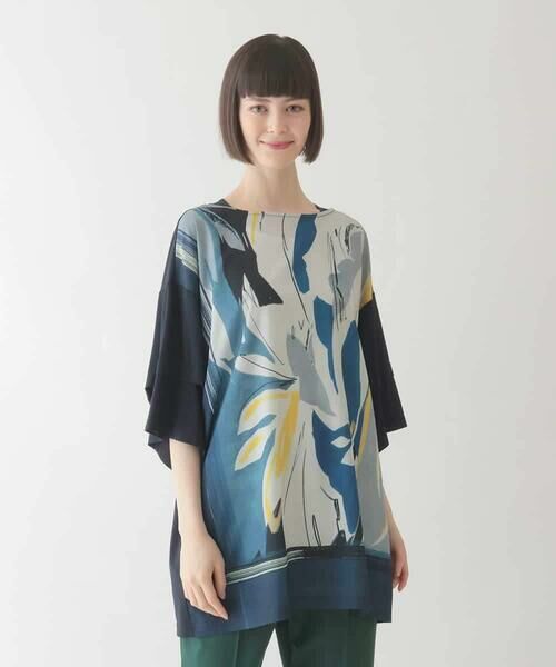 HIROKO BIS GRANDE / ヒロコビス グランデ チュニック | 【大きいサイズ】アートプリント切り替えデザインチュニック /洗える | 詳細3