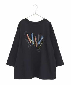 HIROKO BIS GRANDE / ヒロコビス グランデ カットソー | 【大きいサイズ】クラフト刺繍デザインカットソー /洗える