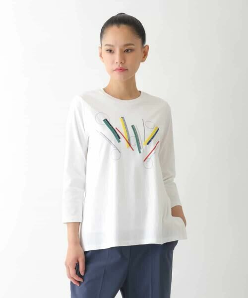 HIROKO BIS GRANDE / ヒロコビス グランデ カットソー | 【大きいサイズ】クラフト刺繍デザインカットソー /洗える | 詳細8