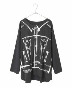 HIROKO BIS GRANDE / ヒロコビス グランデ カットソー | 【大きいサイズ】Gジャンプリントデザインプルオーバー /洗える