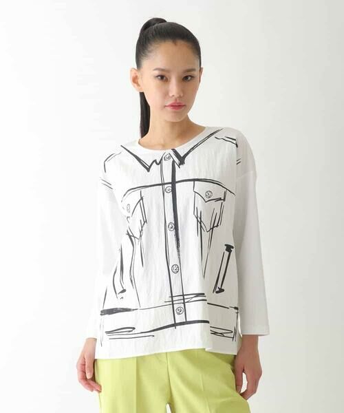 HIROKO BIS GRANDE / ヒロコビス グランデ カットソー | 【大きいサイズ】Gジャンプリントデザインプルオーバー /洗える | 詳細13