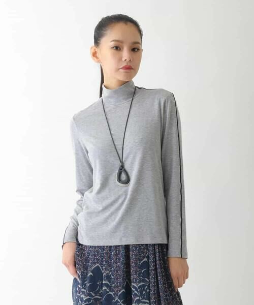 HIROKO BIS GRANDE / ヒロコビス グランデ カットソー | 【大きいサイズ】配色ラインハイネックインナートップ /洗える | 詳細13