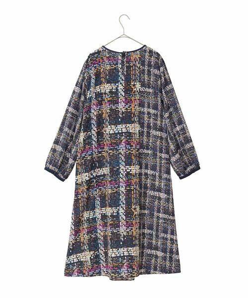 HIROKO BIS GRANDE / ヒロコビス グランデ ロング・マキシ丈ワンピース | 【大きいサイズ】ウエストギャザーチェックプリントワンピース /洗濯機で洗える | 詳細1