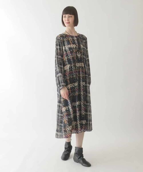 HIROKO BIS GRANDE / ヒロコビス グランデ ロング・マキシ丈ワンピース | 【大きいサイズ】ウエストギャザーチェックプリントワンピース /洗濯機で洗える | 詳細13