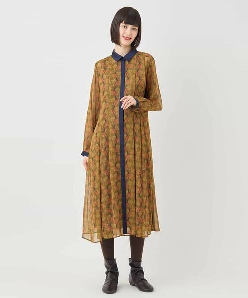 HIROKO BIS GRANDE / ヒロコビス グランデ ロング・マキシ丈ワンピース | 【大きいサイズ】ボタニカルプリント楊柳ワンピース /洗える | 詳細14