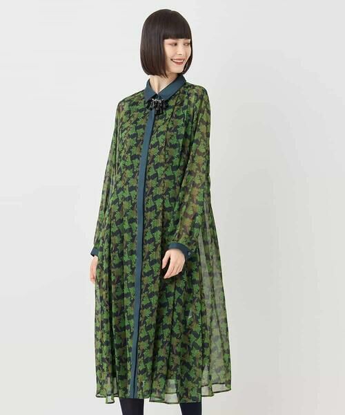 HIROKO BIS GRANDE / ヒロコビス グランデ ロング・マキシ丈ワンピース | 【大きいサイズ】ボタニカルプリント楊柳ワンピース /洗える | 詳細9