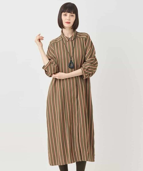 HIROKO BIS GRANDE / ヒロコビス グランデ ロング・マキシ丈ワンピース | 【大きいサイズ】ストライプシャツワンピース | 詳細20