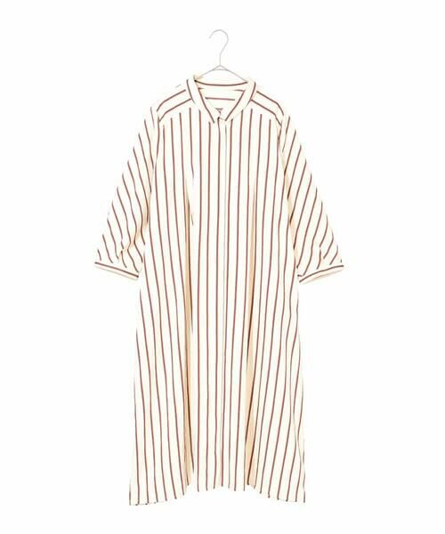 HIROKO BIS GRANDE/ヒロコビス グランデ 【大きいサイズ】ストライプシャツワンピース アイボリー 3L