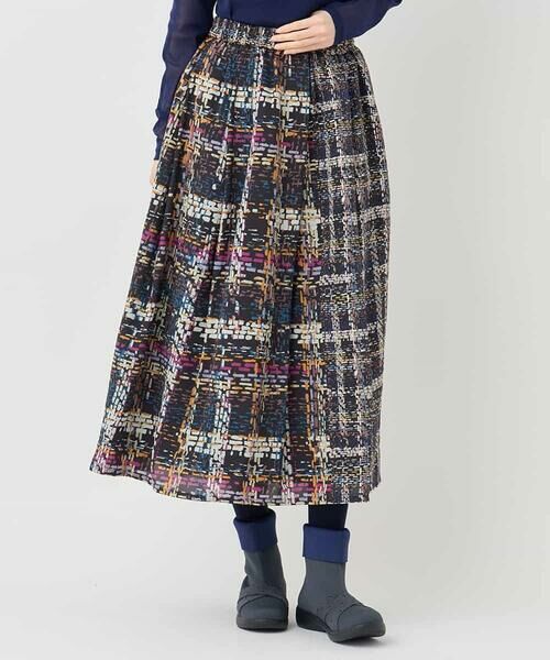 HIROKO BIS GRANDE / ヒロコビス グランデ ロング・マキシ丈スカート | 【大きいサイズ】チェックプリントフレアスカート /洗濯機で洗える | 詳細9