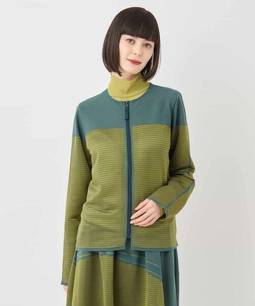 HIROKO BIS GRANDE / ヒロコビス グランデ カーディガン・ボレロ | 【大きいサイズ】配色ボーダーカーディガン | 詳細1
