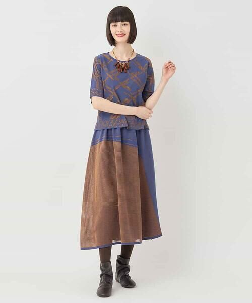 HIROKO BIS GRANDE / ヒロコビス グランデ カットソー | 【大きいサイズ】配色ジャカードプルオーバー | 詳細13