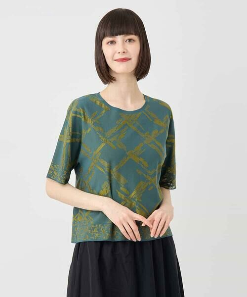 HIROKO BIS GRANDE / ヒロコビス グランデ カットソー | 【大きいサイズ】配色ジャカードプルオーバー | 詳細3