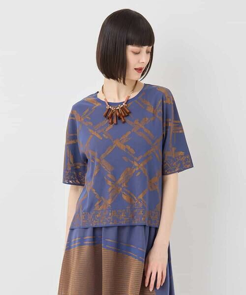 HIROKO BIS GRANDE / ヒロコビス グランデ カットソー | 【大きいサイズ】配色ジャカードプルオーバー | 詳細4