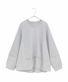 HIROKO BIS GRANDE / ヒロコビス グランデ カットソー | 【大きいサイズ】異素材切り替えプルオーバー /洗える